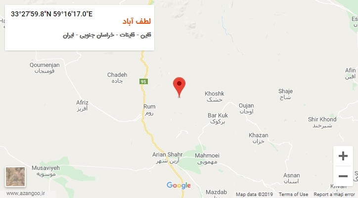 روستای لطف آباد بر روی نقشه