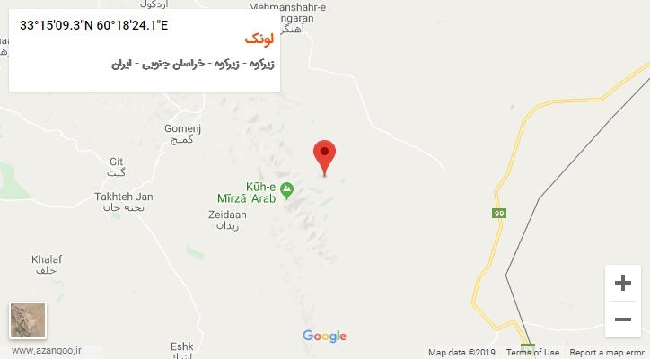 روستای لونک بر روی نقشه