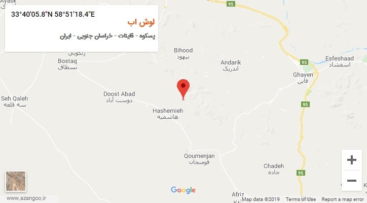 روستای لوش اب بر روی نقشه