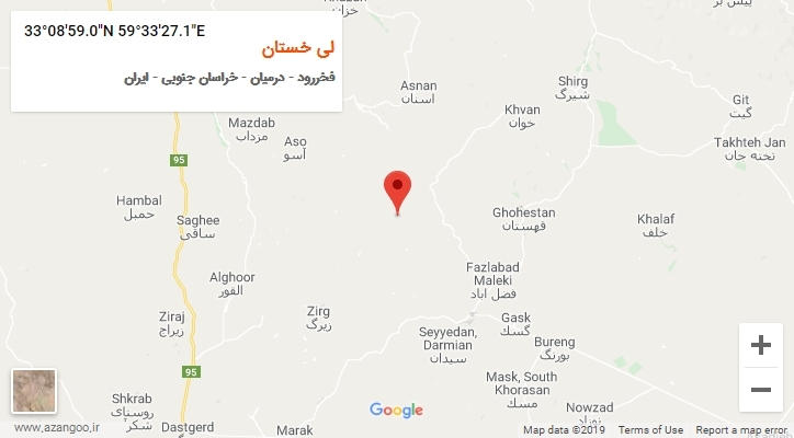 روستای لی خستان بر روی نقشه