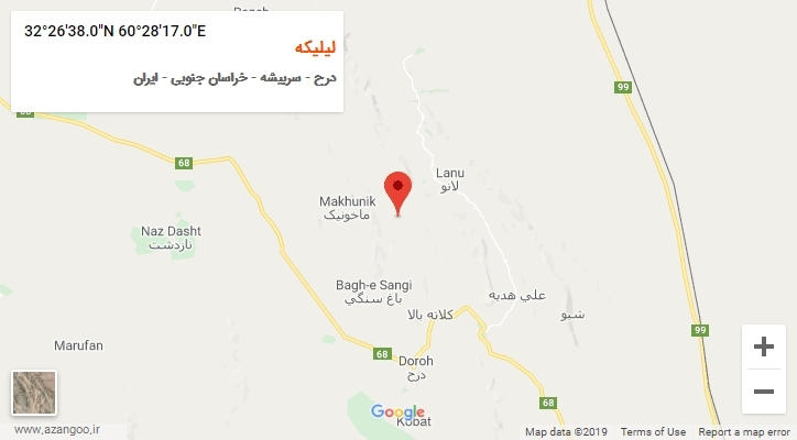 روستای لیلیکه بر روی نقشه