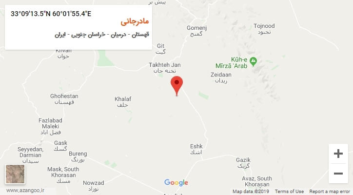 روستای مادرجانی بر روی نقشه