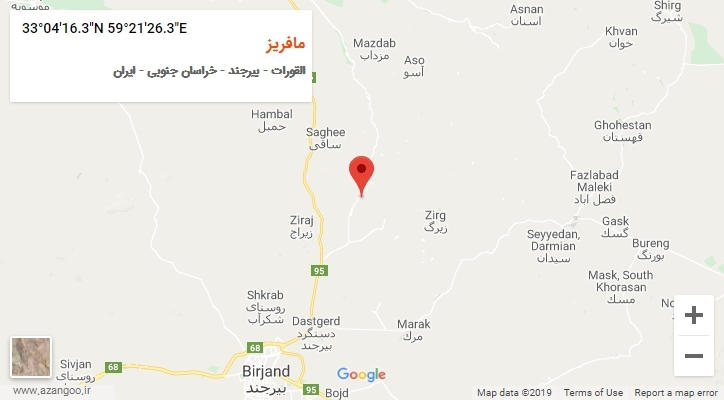 روستای مافریز بر روی نقشه