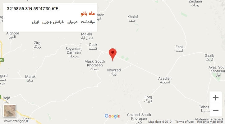 روستای ماه بانو بر روی نقشه