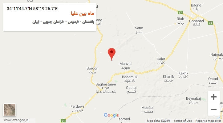 روستای ماه بین علیا بر روی نقشه
