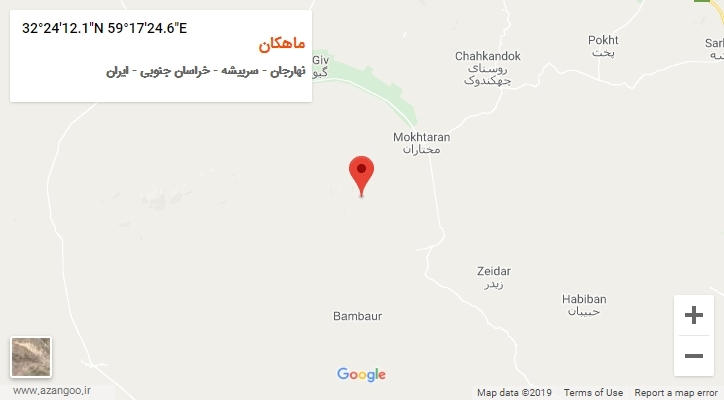 روستای ماهکان بر روی نقشه