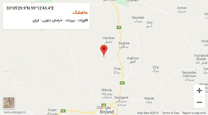 روستای ماهشک بر روی نقشه