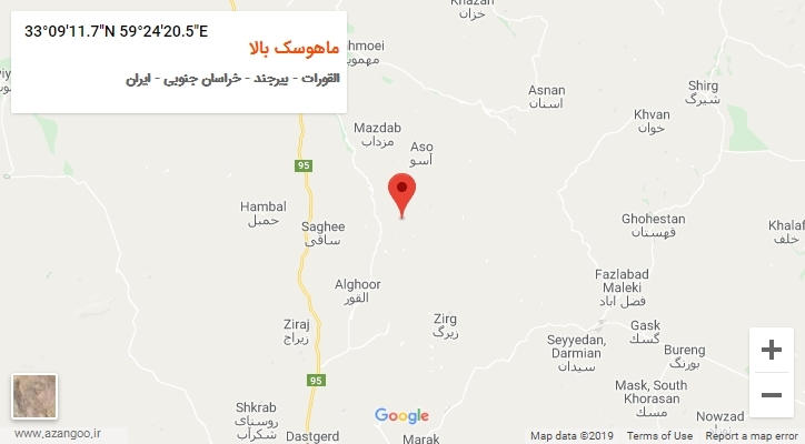 روستای ماهوسک بالا بر روی نقشه