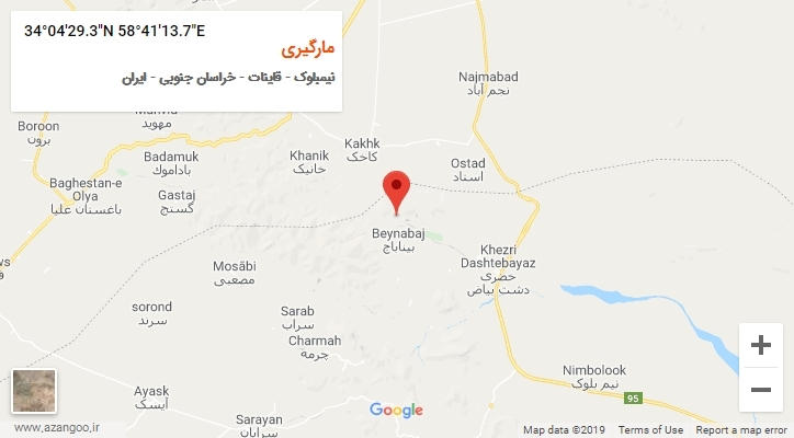 روستای مارگیری بر روی نقشه