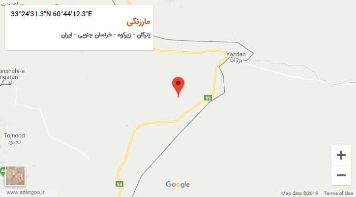 روستای مارزنگی بر روی نقشه