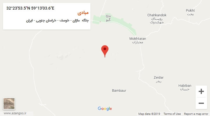 روستای مبادی بر روی نقشه