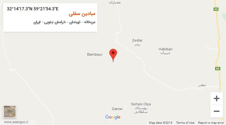روستای مبادین سفلی بر روی نقشه