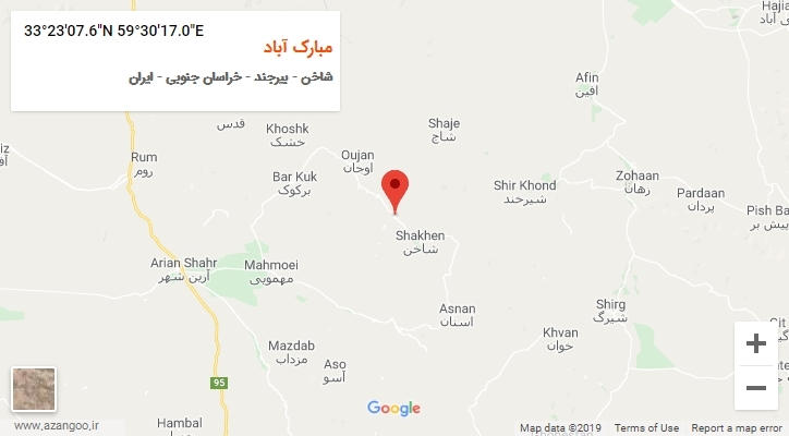 روستای مبارک آباد بر روی نقشه