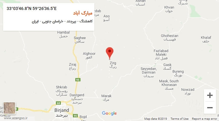 روستای مبارک آباد بر روی نقشه