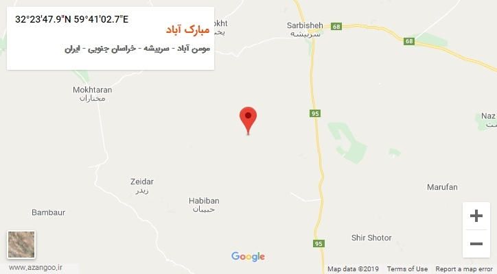 روستای مبارک آباد بر روی نقشه