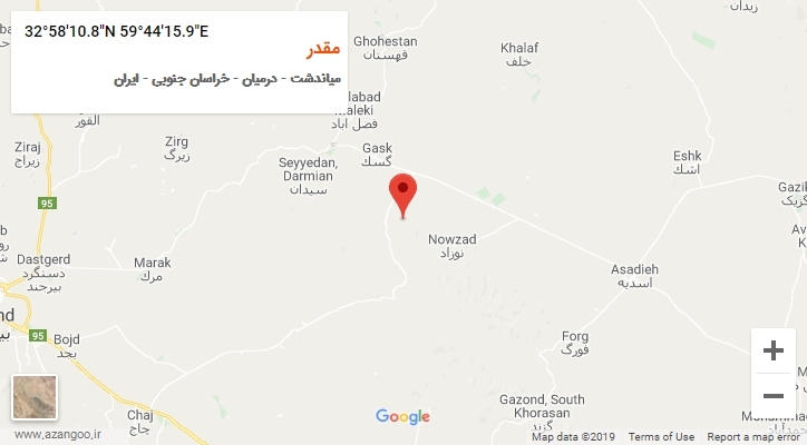 روستای مقدر بر روی نقشه