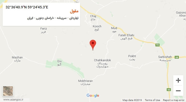 روستای مقول بر روی نقشه
