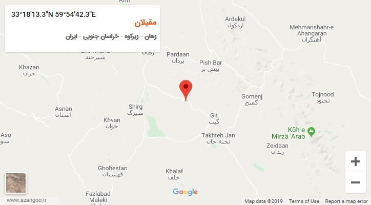 روستای مقیلان بر روی نقشه