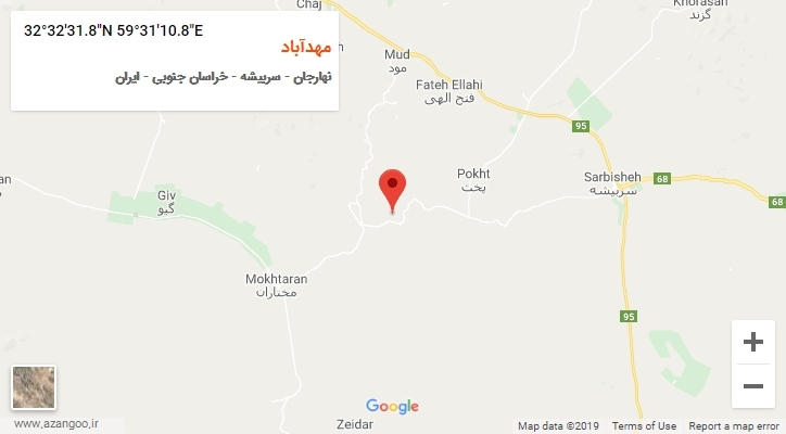 روستای مهدآباد بر روی نقشه