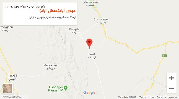 روستای مهدی آباد(معطل آباد) بر روی نقشه