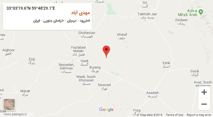 روستای مهدی آباد بر روی نقشه