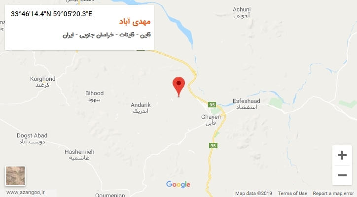 روستای مهدی آباد بر روی نقشه