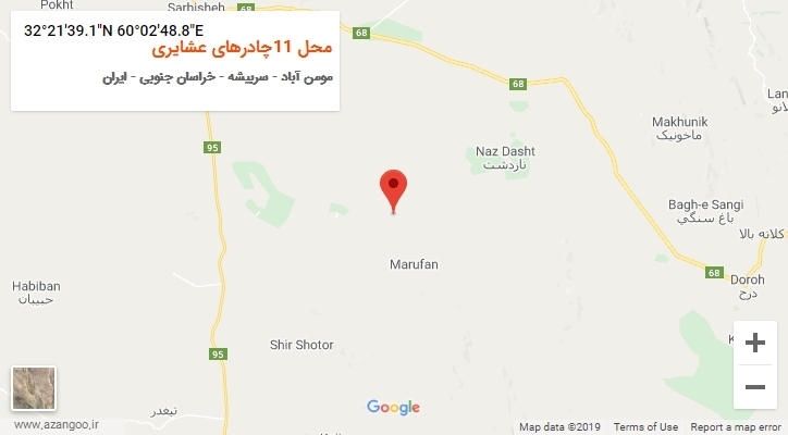 روستای محل 11چادرهای عشایری بر روی نقشه
