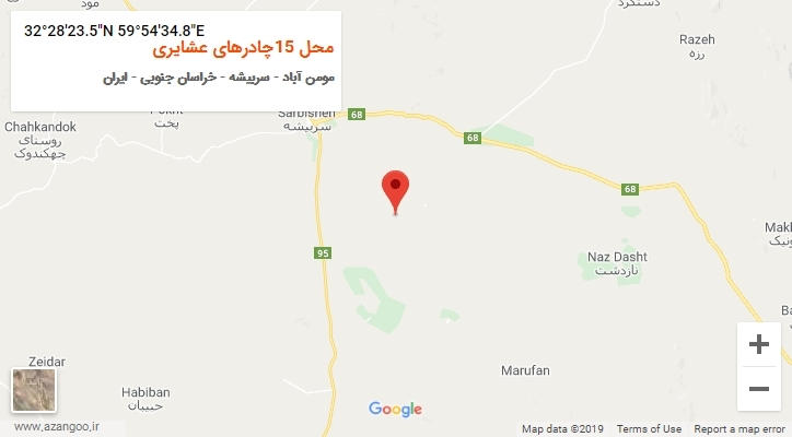 روستای محل 15چادرهای عشایری بر روی نقشه