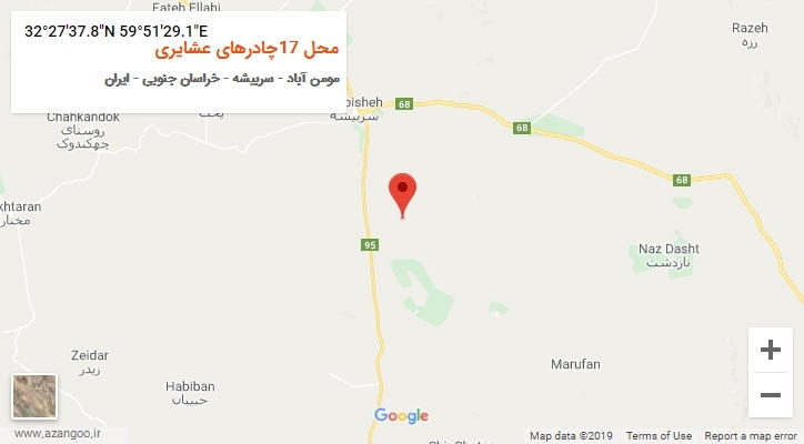 روستای محل 17چادرهای عشایری بر روی نقشه
