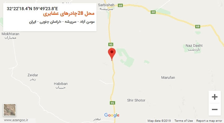 روستای محل 28چادرهای عشایری بر روی نقشه