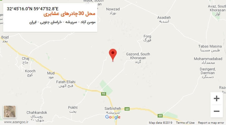 روستای محل 30چادرهای عشایری بر روی نقشه