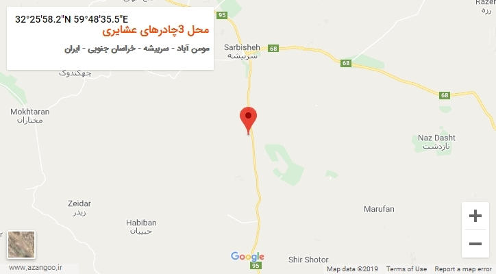 روستای محل 3چادرهای عشایری بر روی نقشه