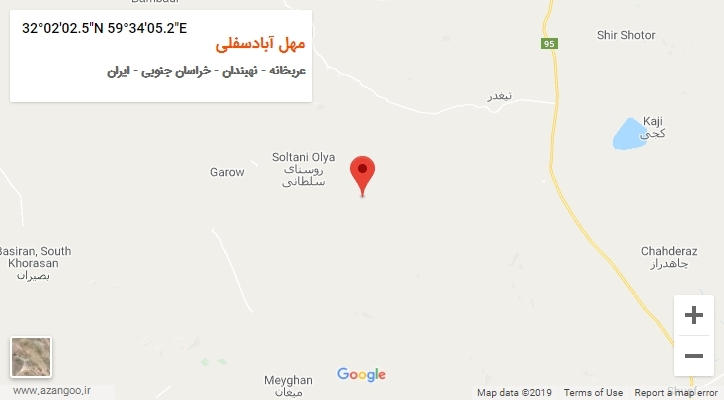 روستای مهل آبادسفلی بر روی نقشه