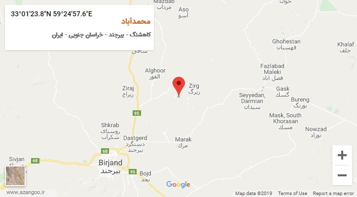 روستای محمدآباد بر روی نقشه