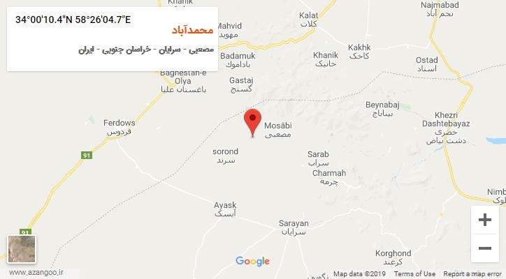 روستای محمدآباد بر روی نقشه