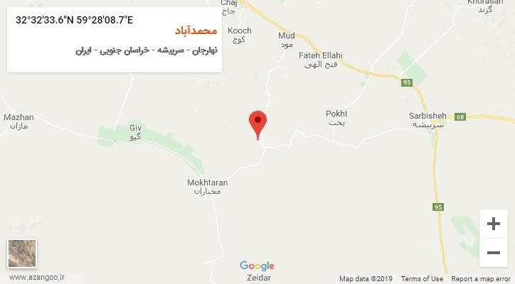 روستای محمدآباد بر روی نقشه