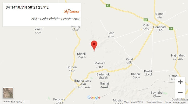 روستای محمدآباد بر روی نقشه