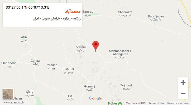روستای محمدآباد بر روی نقشه