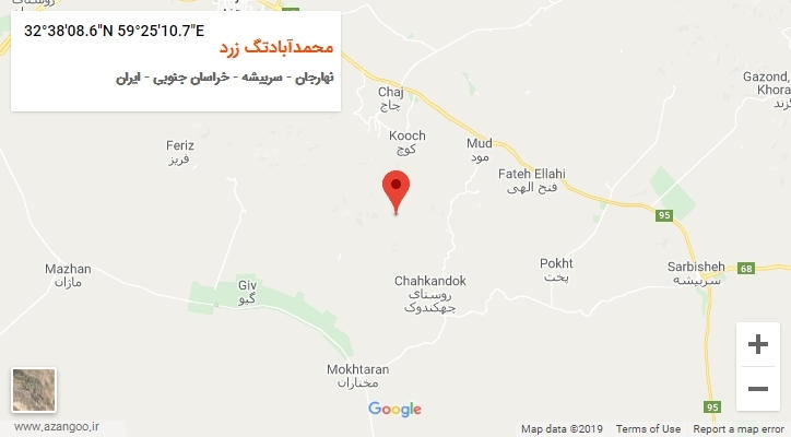 روستای محمدآبادتگ زرد بر روی نقشه
