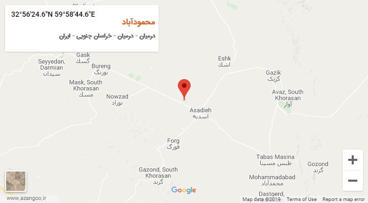 روستای محمودآباد بر روی نقشه