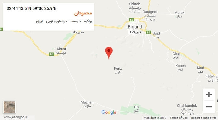 روستای محمودان بر روی نقشه