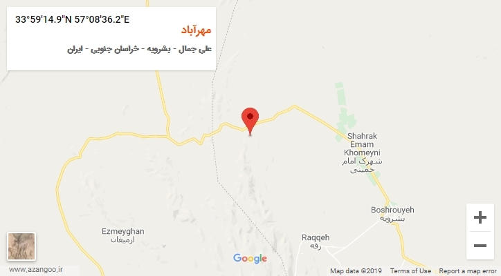 روستای مهرآباد بر روی نقشه