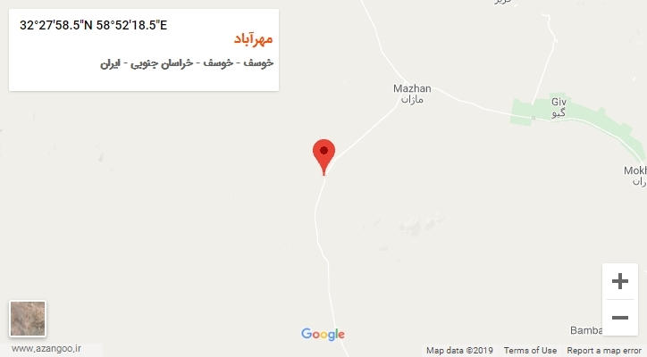 روستای مهرآباد بر روی نقشه