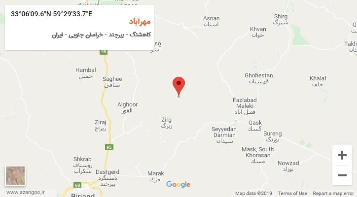 روستای مهرآباد بر روی نقشه
