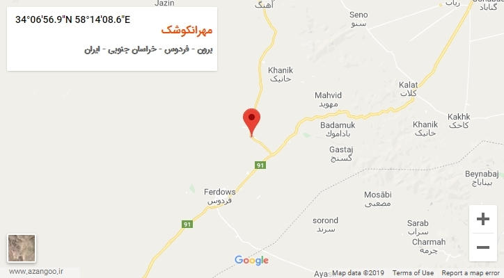روستای مهرانکوشک بر روی نقشه