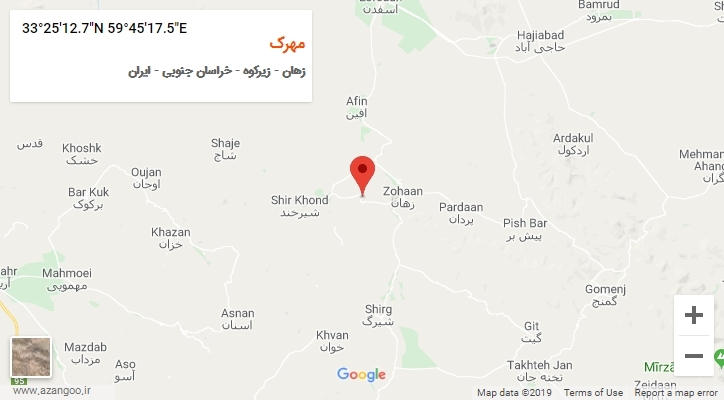 روستای مهرک بر روی نقشه