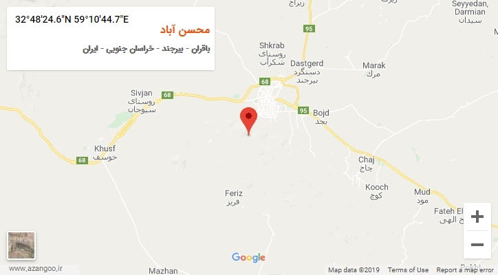 روستای محسن آباد بر روی نقشه