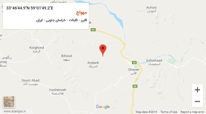 روستای مهواج بر روی نقشه