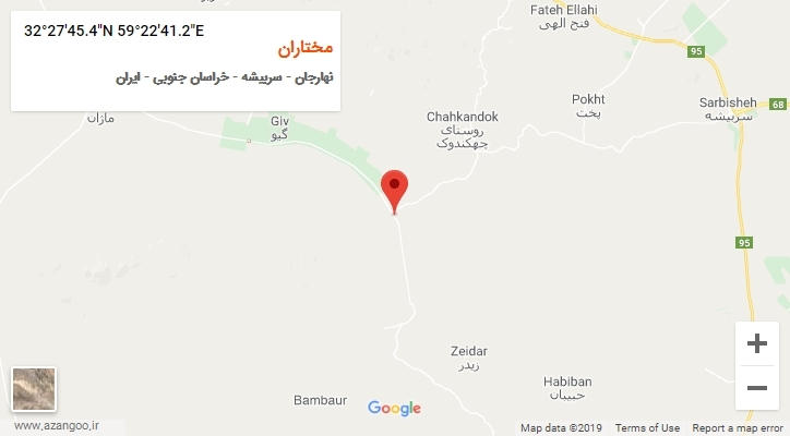 روستای مختاران بر روی نقشه