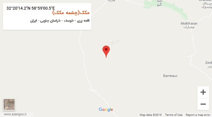 روستای مکک(چشمه مکک) بر روی نقشه